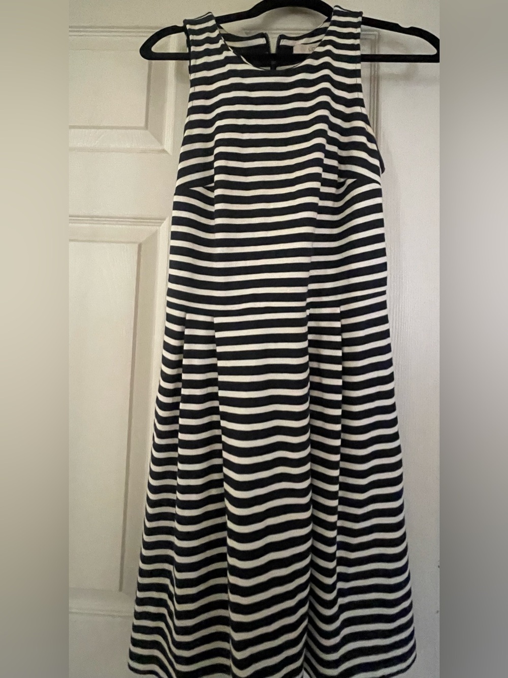 Navy and White Striped Sleeveless A-Line Dress